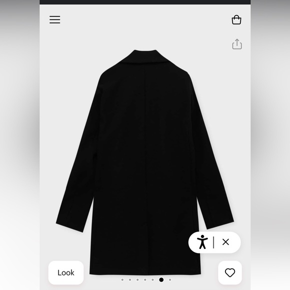 Pull&Bear Black Felt Texture Coat with button - Picture 3 of 4